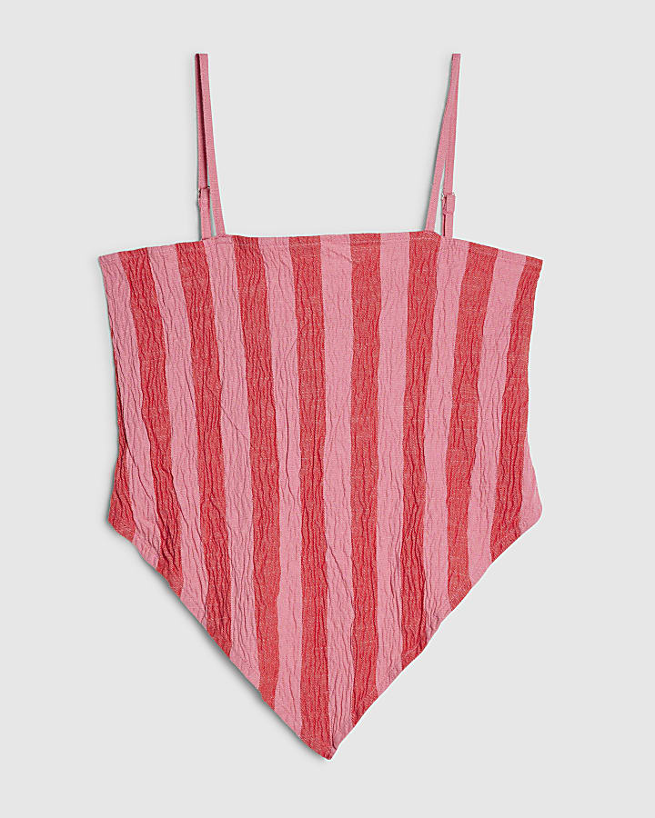 Pink Striped Scarf Top