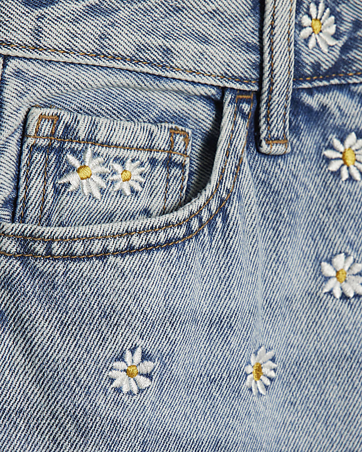 Blue Relaxed Straight Daisy Jeans