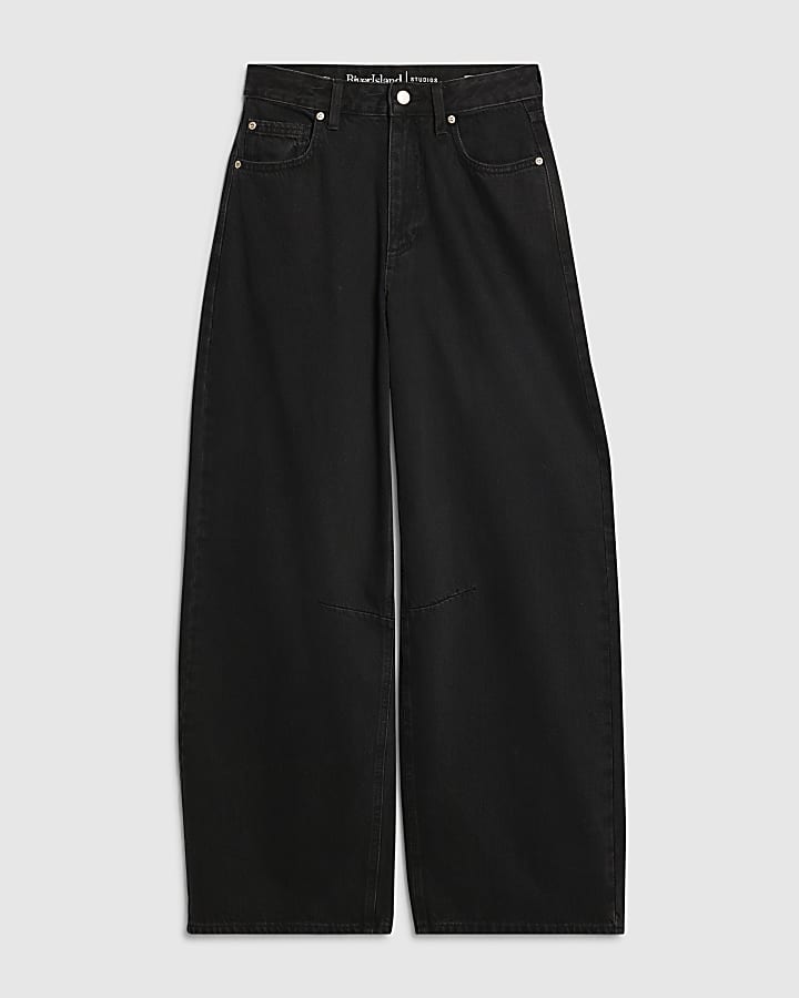 Black Classic Barrel Jeans