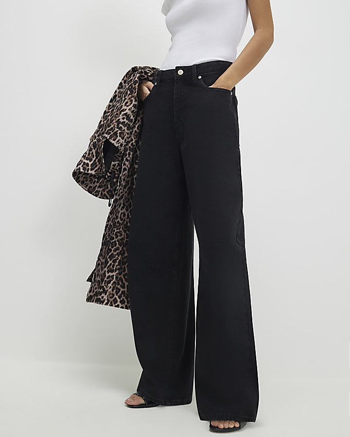 Black High Waisted Baggy Wide Leg Jeans