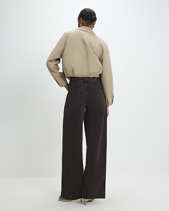 Brown High Waisted Baggy Jeans