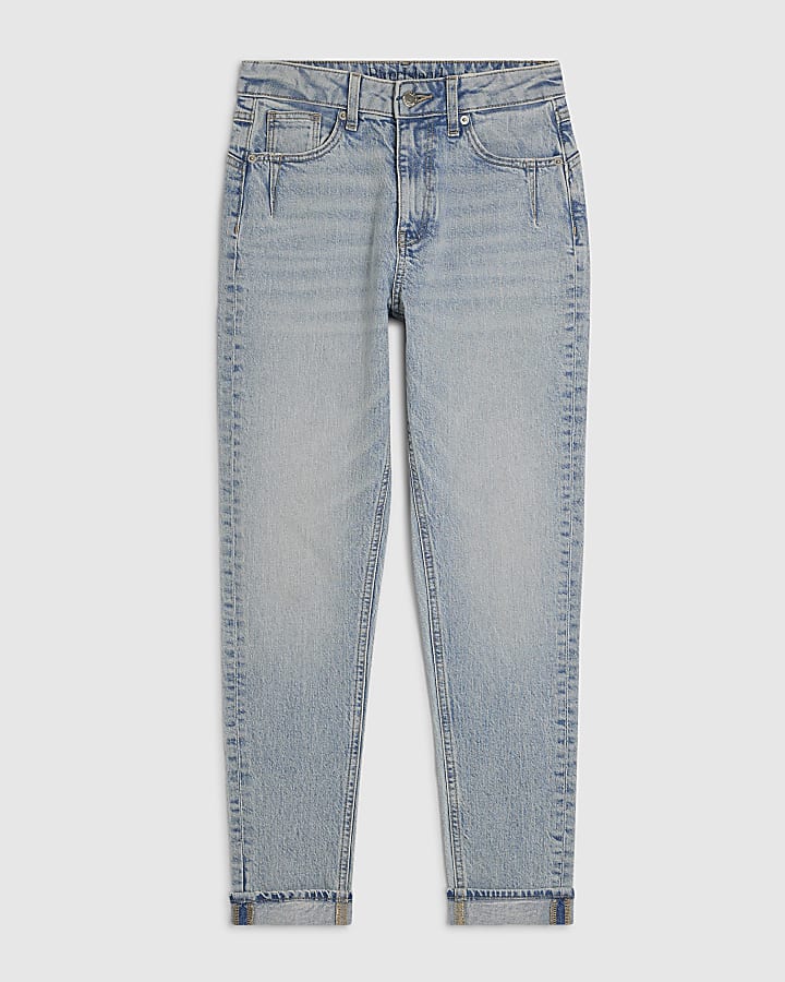 Blue Mid Rise Mom Sculpt Jeans