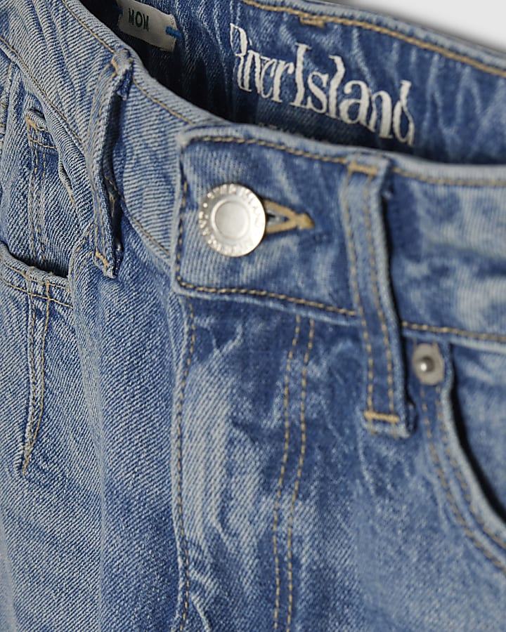 Blue Mid Rise Mom Sculpt Jeans