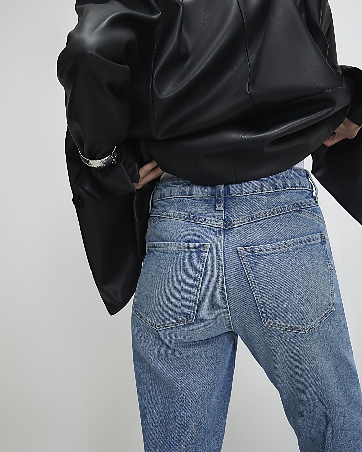 Blue Mid Rise Mom Sculpt Jeans