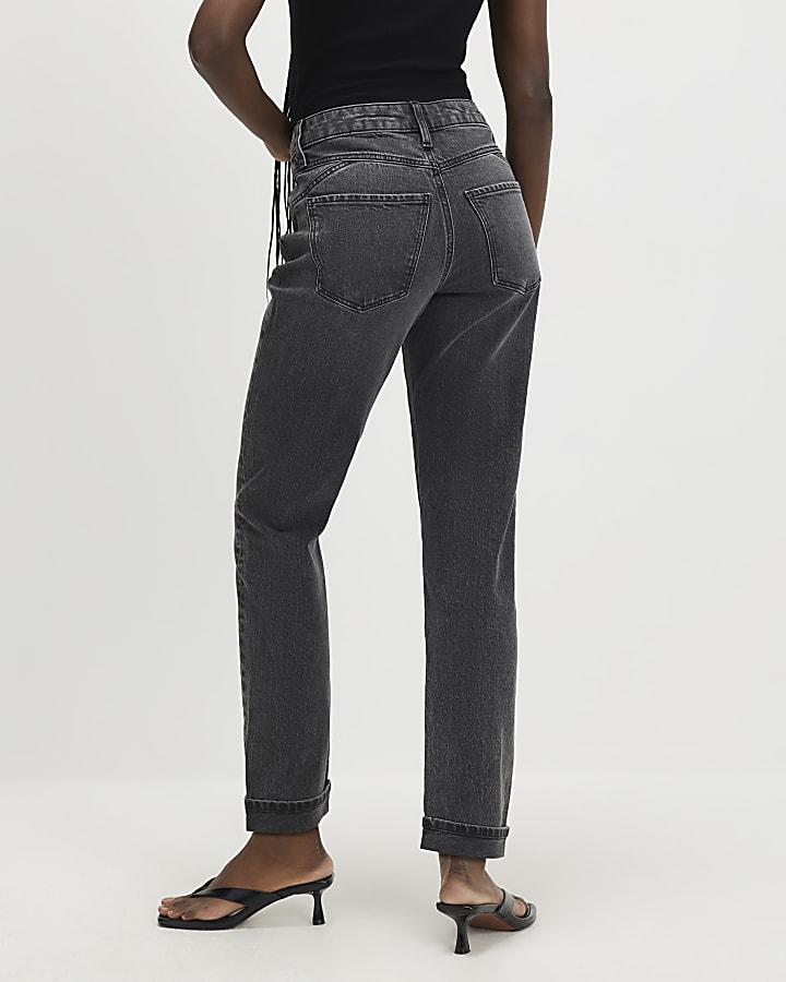 Black Mid Rise Mom Fit Sculpt Jeans