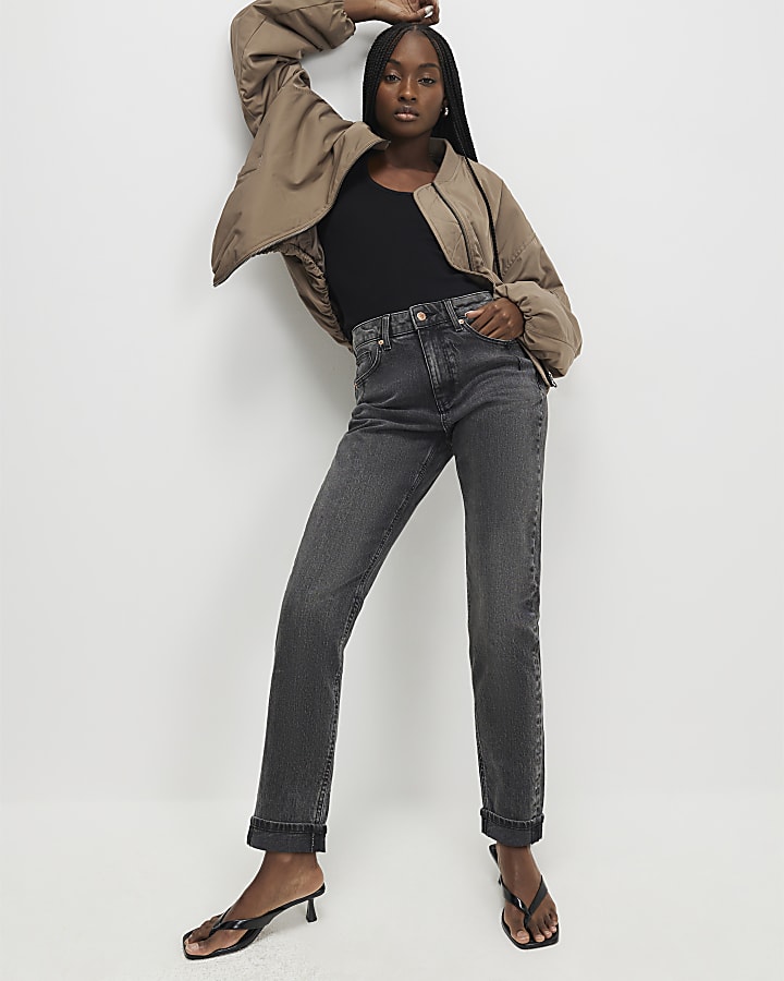 Black Mid Rise Mom Fit Sculpt Jeans