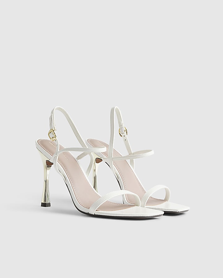 White Open Back Heeled Sandals