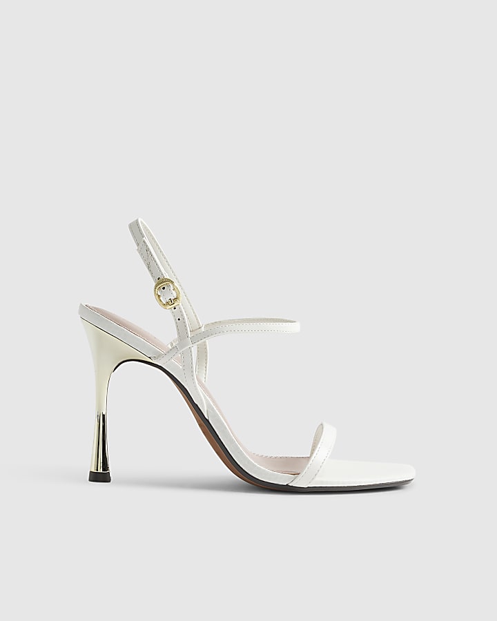 White Open Back Heeled Sandals