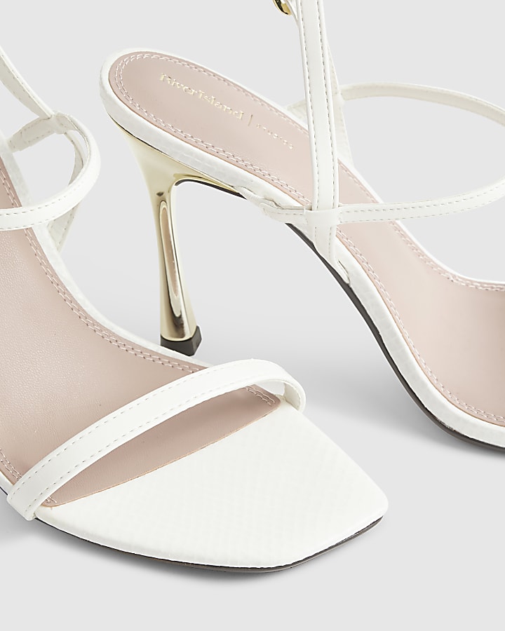 White Wide Fit Open Back Heeled Sandals