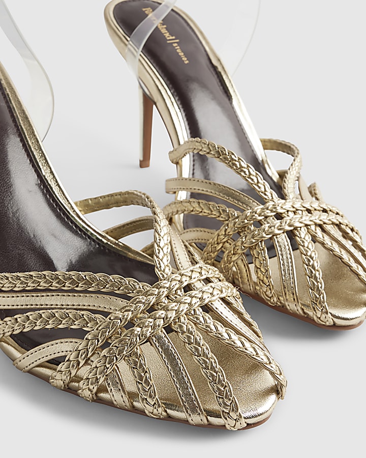 Gold Weave Sling Back Court Heels