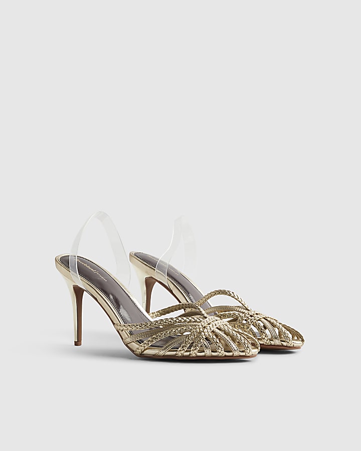 Gold Weave Sling Back Court Heels