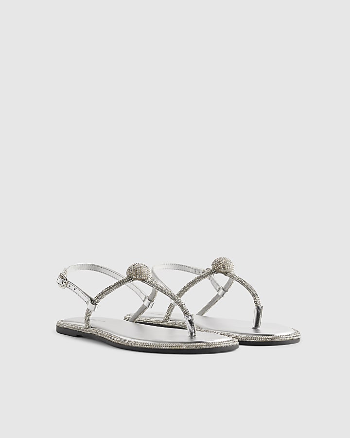 Silver Embellished Sandals