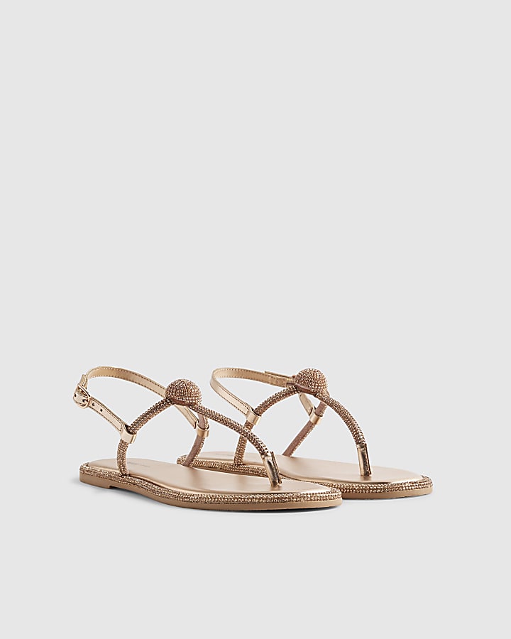 Rose Gold Embellished Sandals