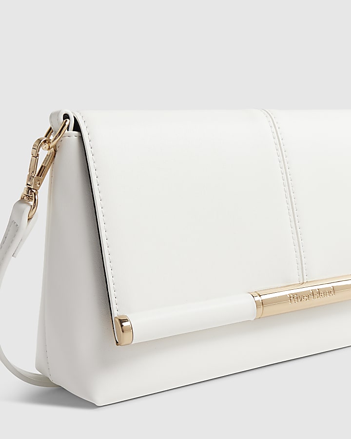 White Bar Front Clutch Bag