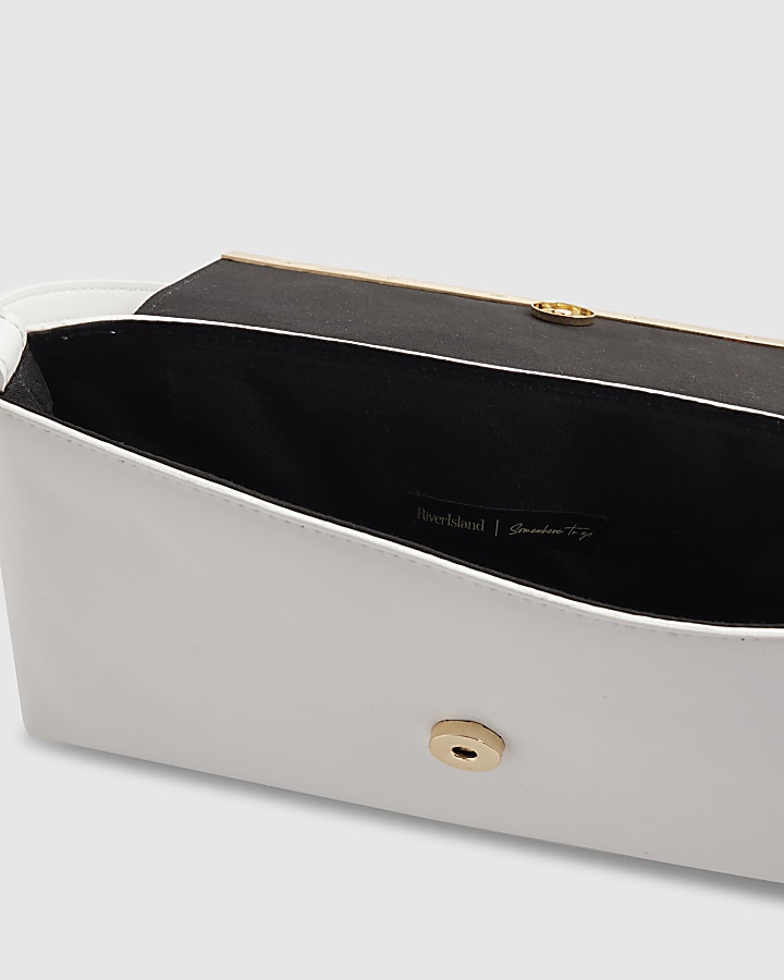 White Bar Front Clutch Bag