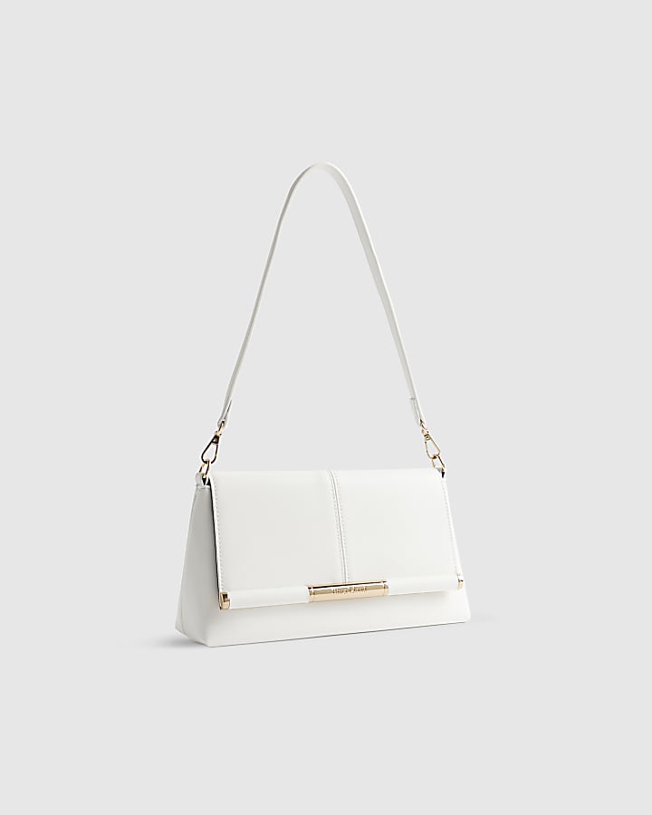 White Bar Front Clutch Bag