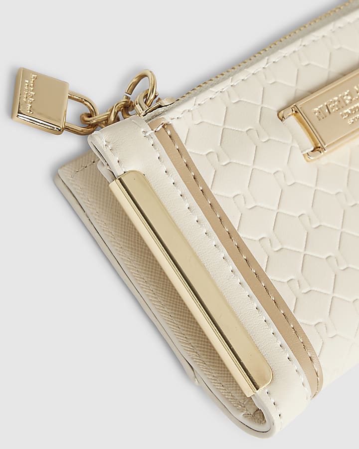 Cream Embossed Monogram Mini Purse