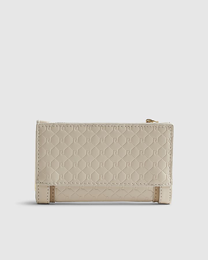 Cream Embossed Monogram Mini Purse