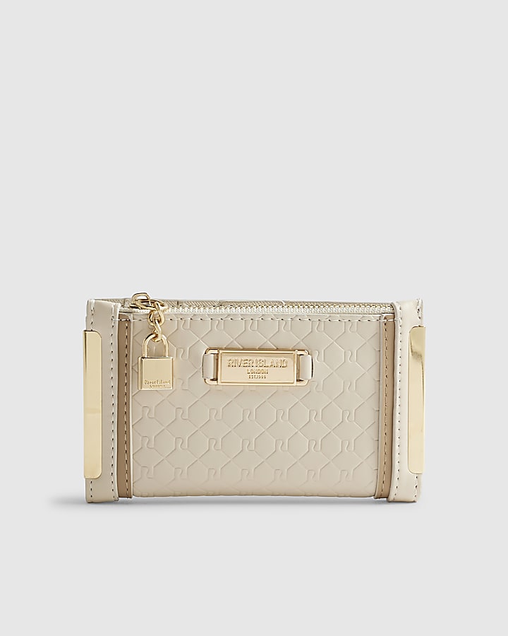 Cream Embossed Monogram Mini Purse