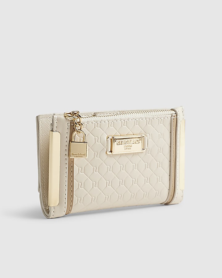 Cream Embossed Monogram Mini Purse