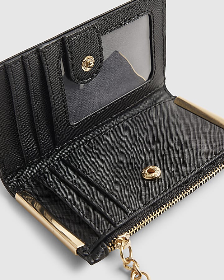 Black Embossed Monogram Print Mini Purse