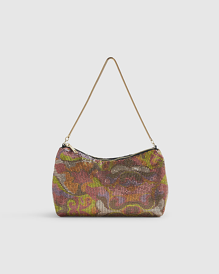 Orange Chainmail Shoulder Bag