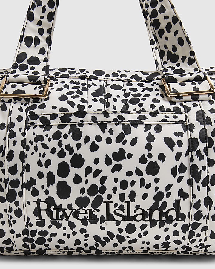 Cream Spot Print Winged Holdall Bag