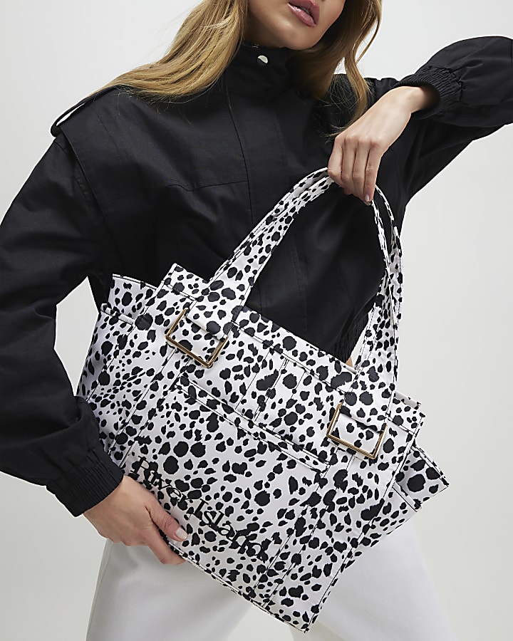 Cream Spot Print Winged Holdall Bag