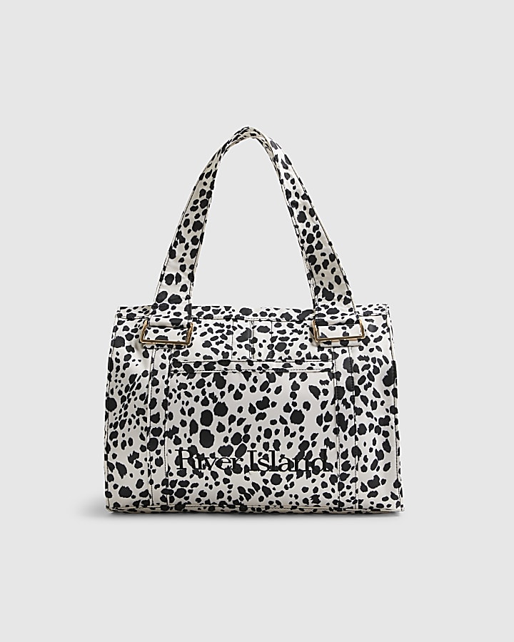 Cream Spot Print Winged Holdall Bag