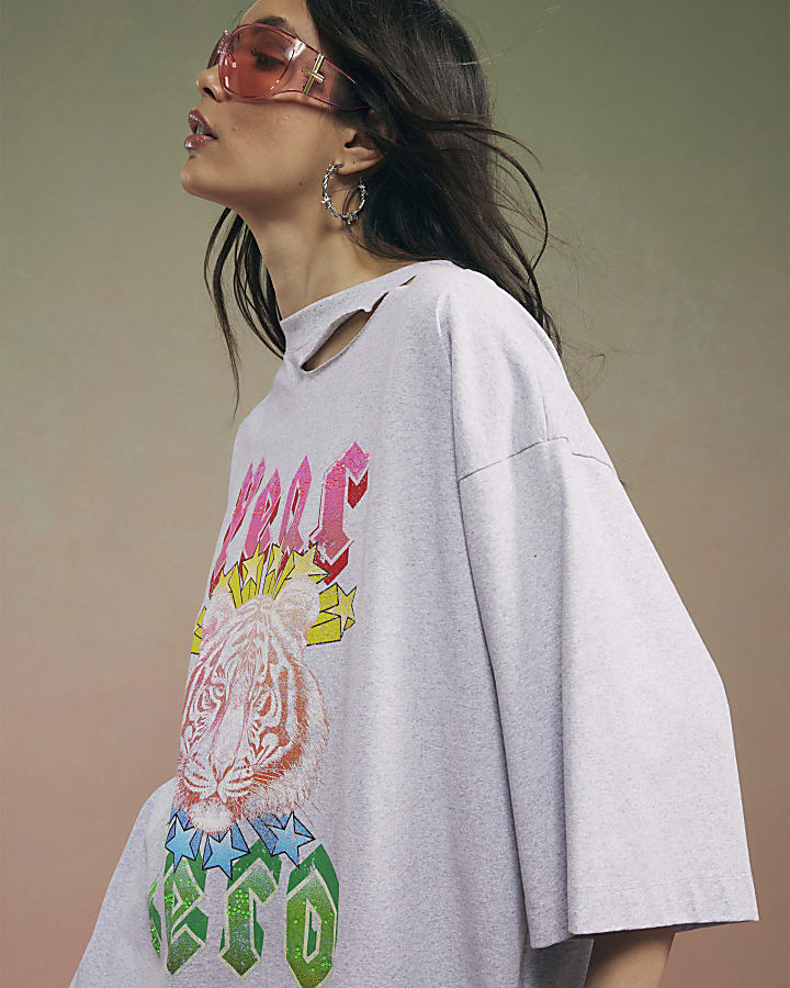 Grey Year Zero Tiger Boyfriend Fit T-Shirt