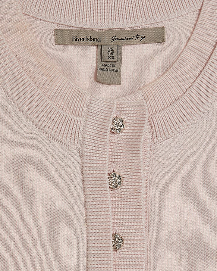 Pink Linen Blend Double Layer Knitted Vest