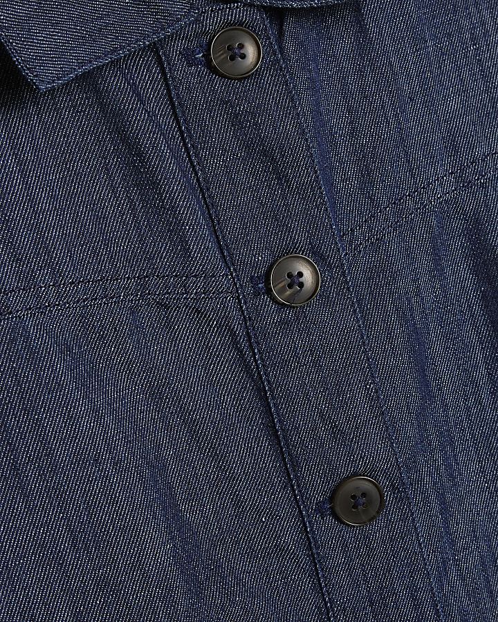 Blue Linen Blend Mini Dress