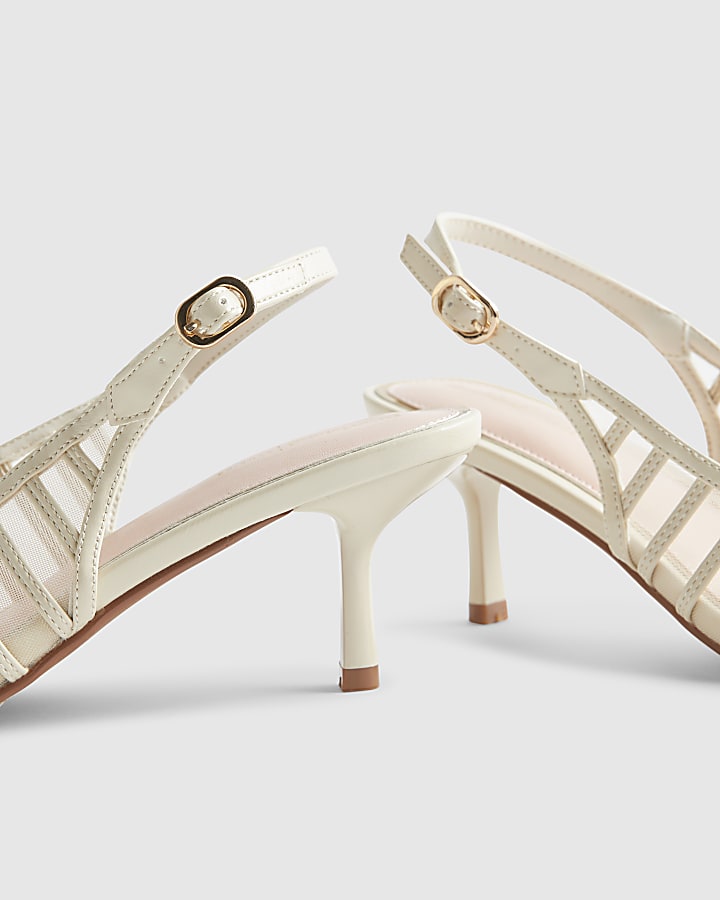 Cream Wide Fit Mesh Slingback Court Heels