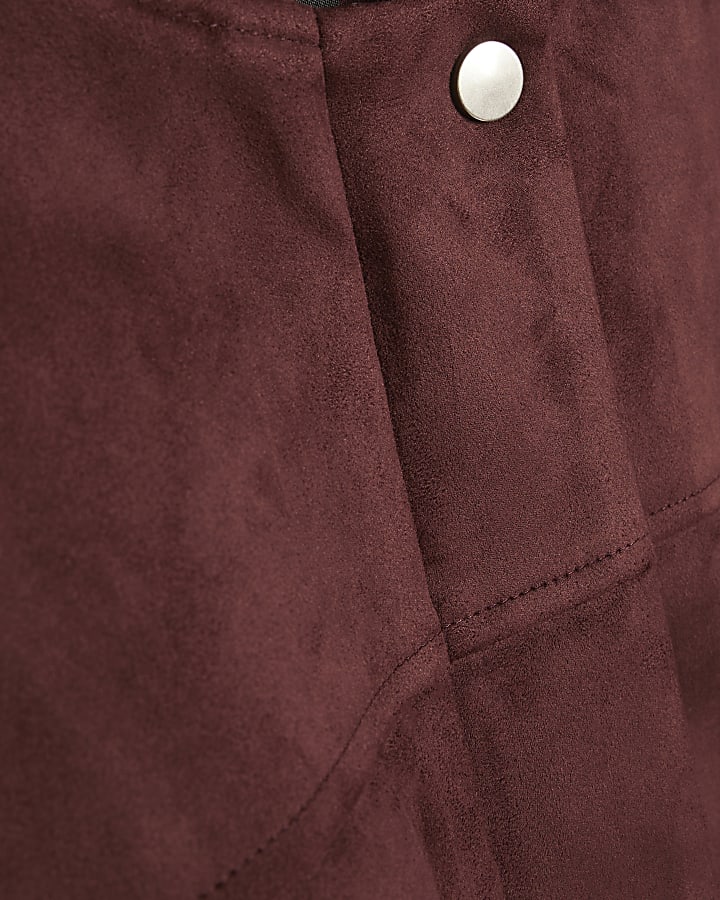 Red Faux Suede Classic Bomber Jacket