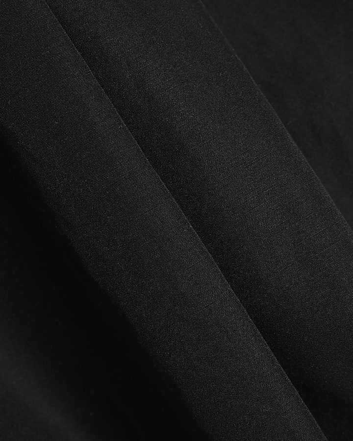 Black Cotton Poplin Barrel Leg Trousers