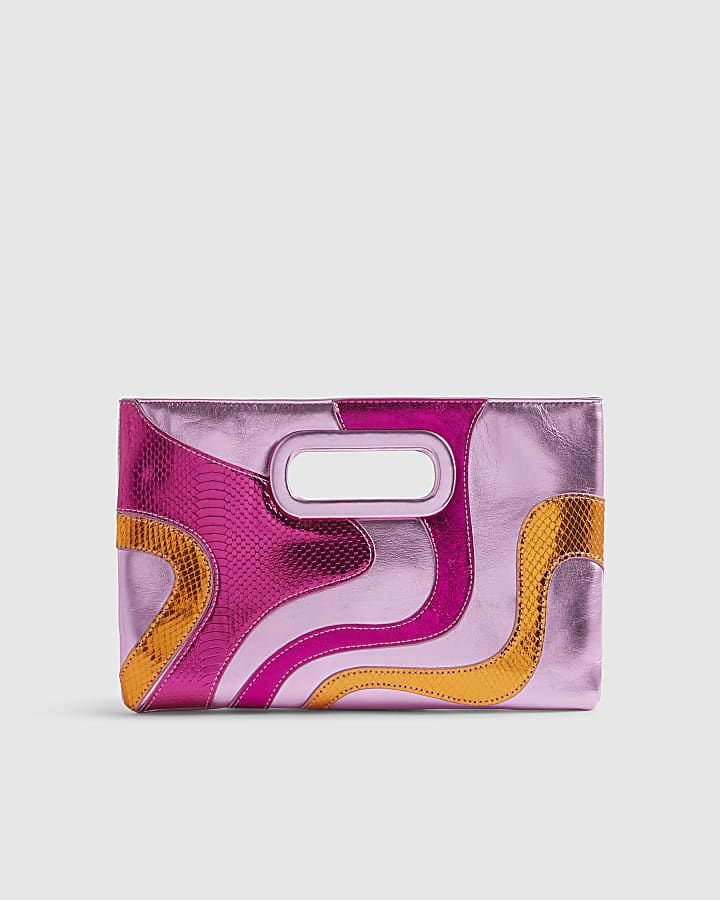 Pink Swirl Panel Clutch Bag
