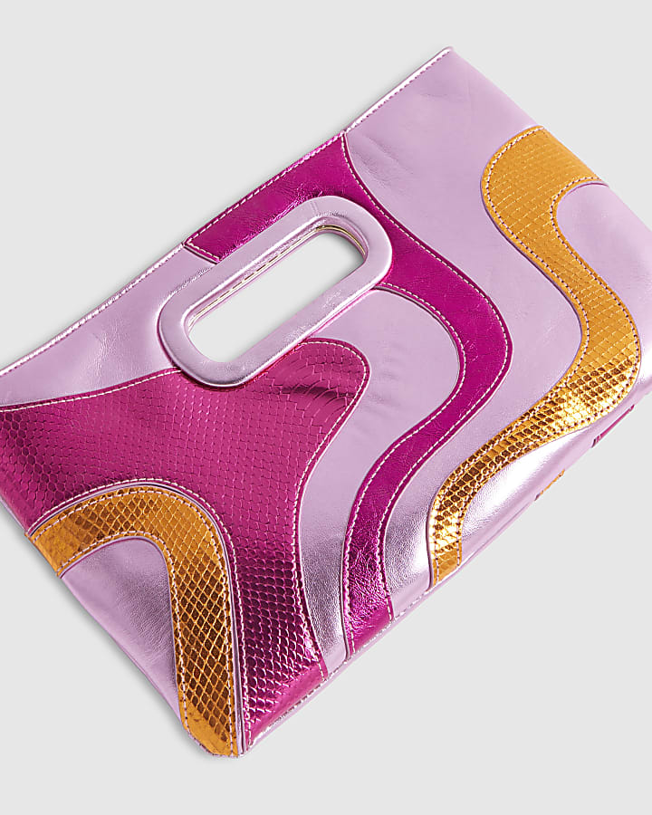 Pink Swirl Panel Clutch Bag