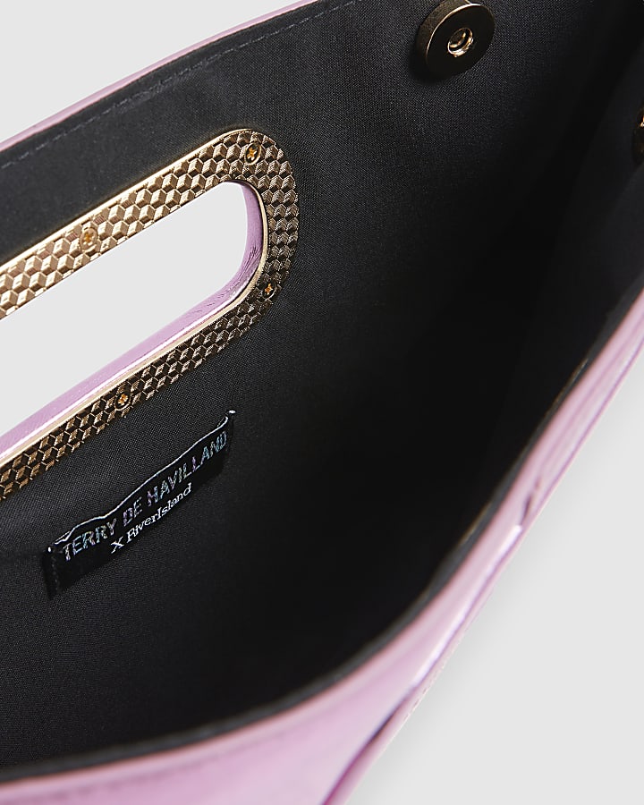 Pink Swirl Panel Clutch Bag