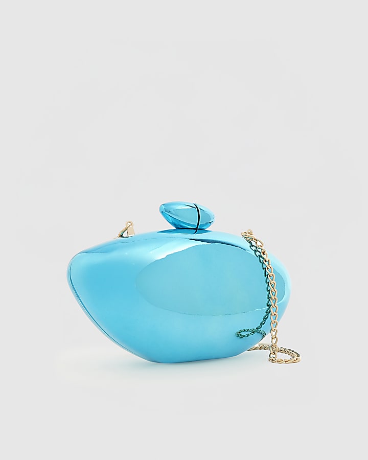Blue Hard Shell Clutch Bag