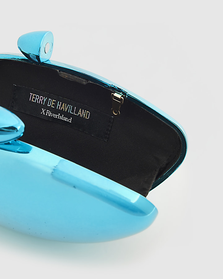 Blue Hard Shell Clutch Bag