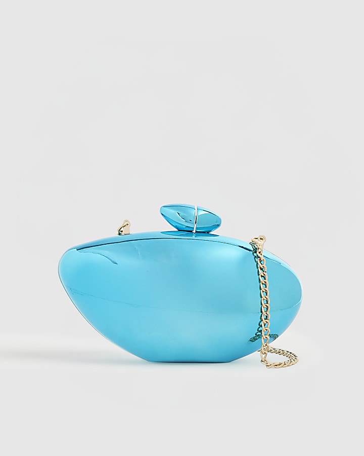 Blue Hard Shell Clutch Bag