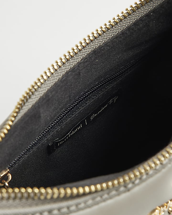 Grey Monogram Quilted Scoop Shoulder Bag