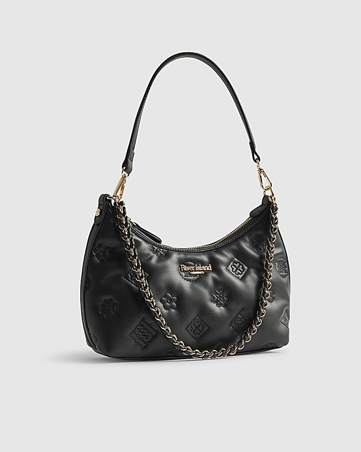 Black Monogram Quilted Shoulder Bag