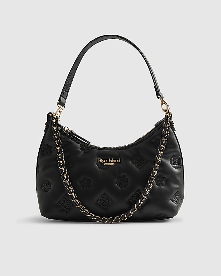 Black Monogram Quilted Shoulder Bag