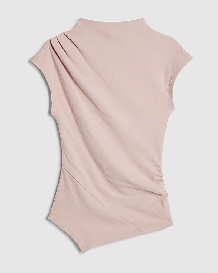 Pink Sleeveless Cosy Drape Top