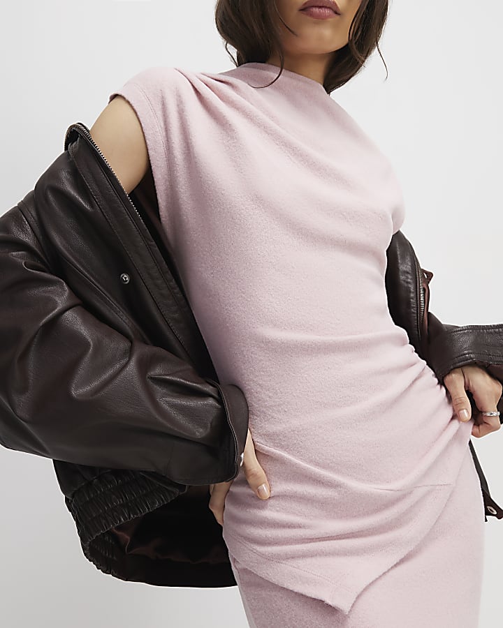 Pink Sleeveless Cosy Drape Top