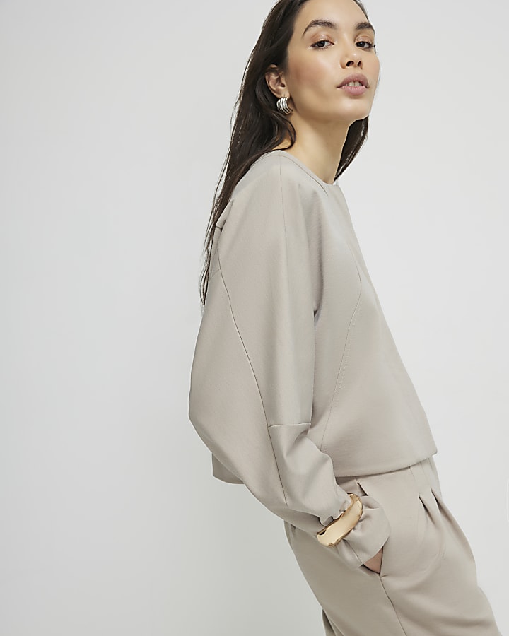 Cream Long Sleeve Bomber Jacket