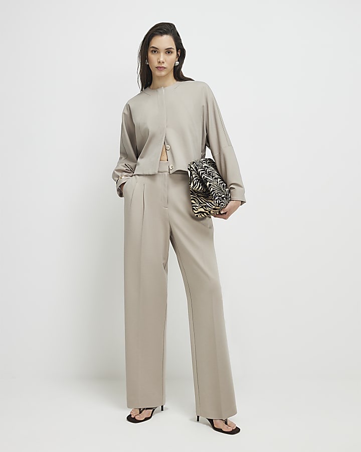 Cream Long Sleeve Bomber Jacket