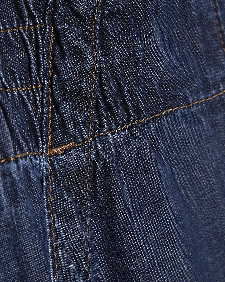 Petite Blue Pull On Wide Leg Jeans