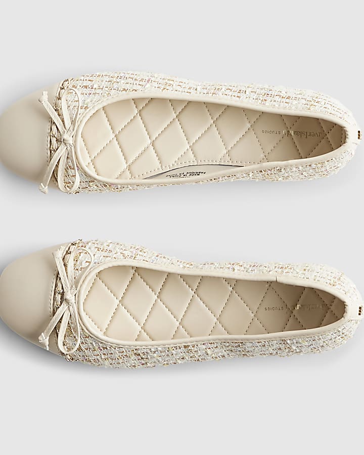 Cream Boucle Ballet Pumps